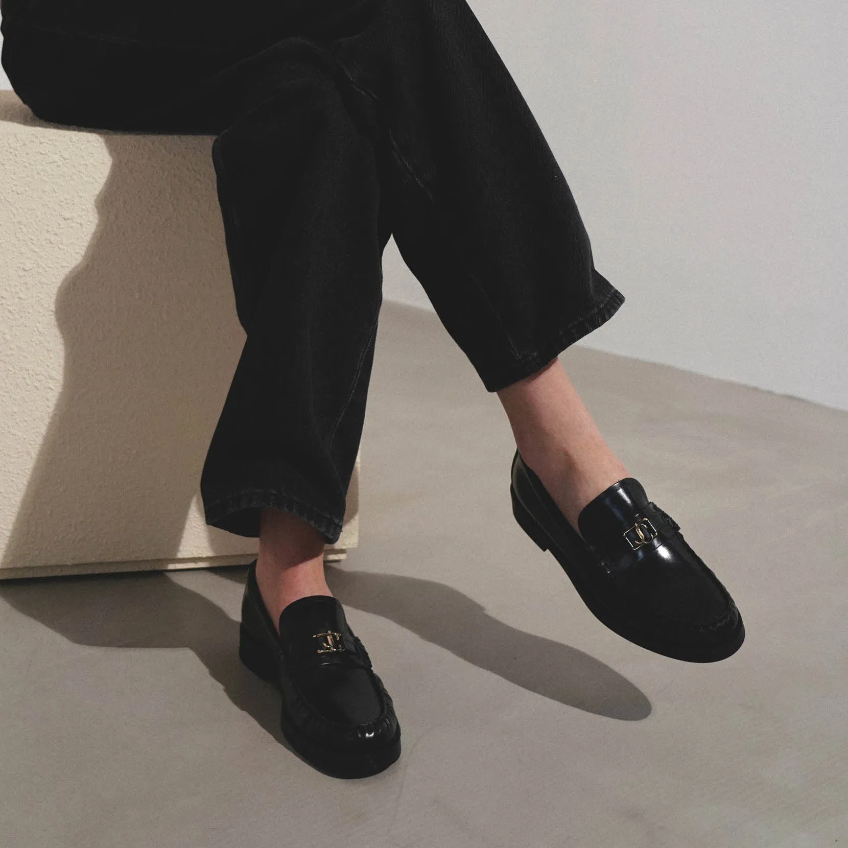 Addie black leather loafer