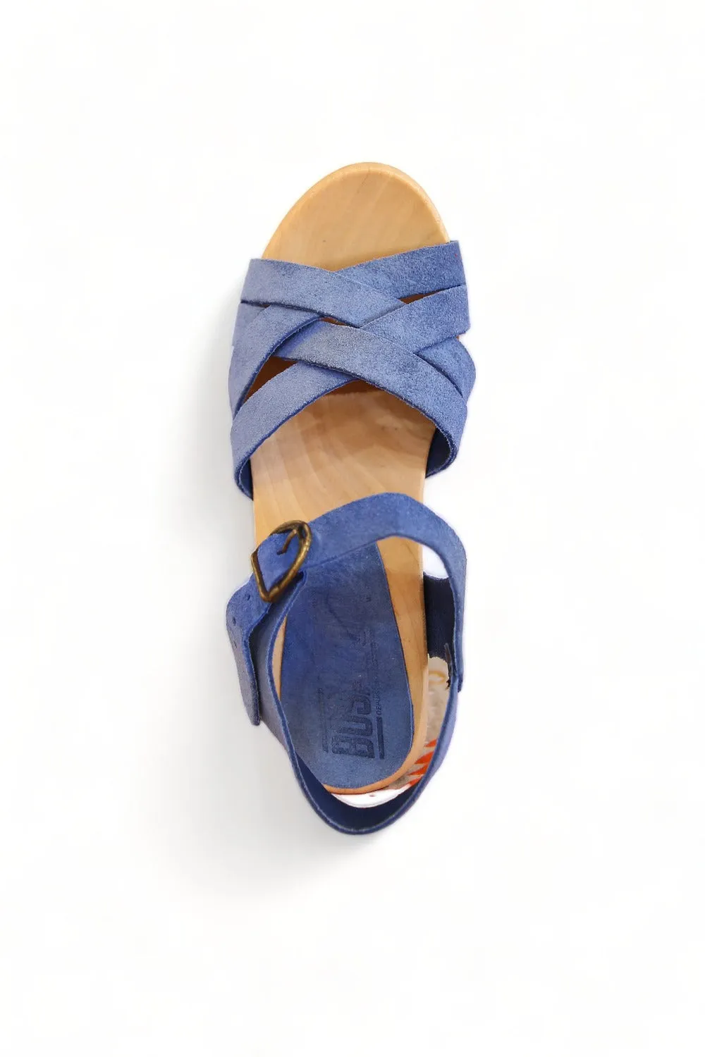 BOSABO LEATHER DENIM BLUE SUEDE FOUR STRAP SANDAL