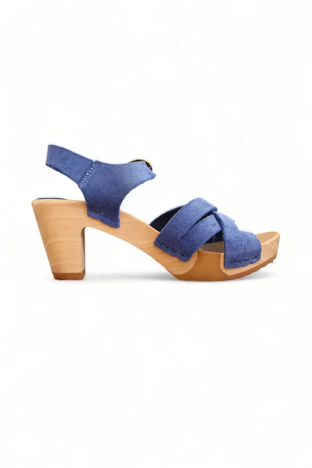 BOSABO LEATHER DENIM BLUE SUEDE FOUR STRAP SANDAL
