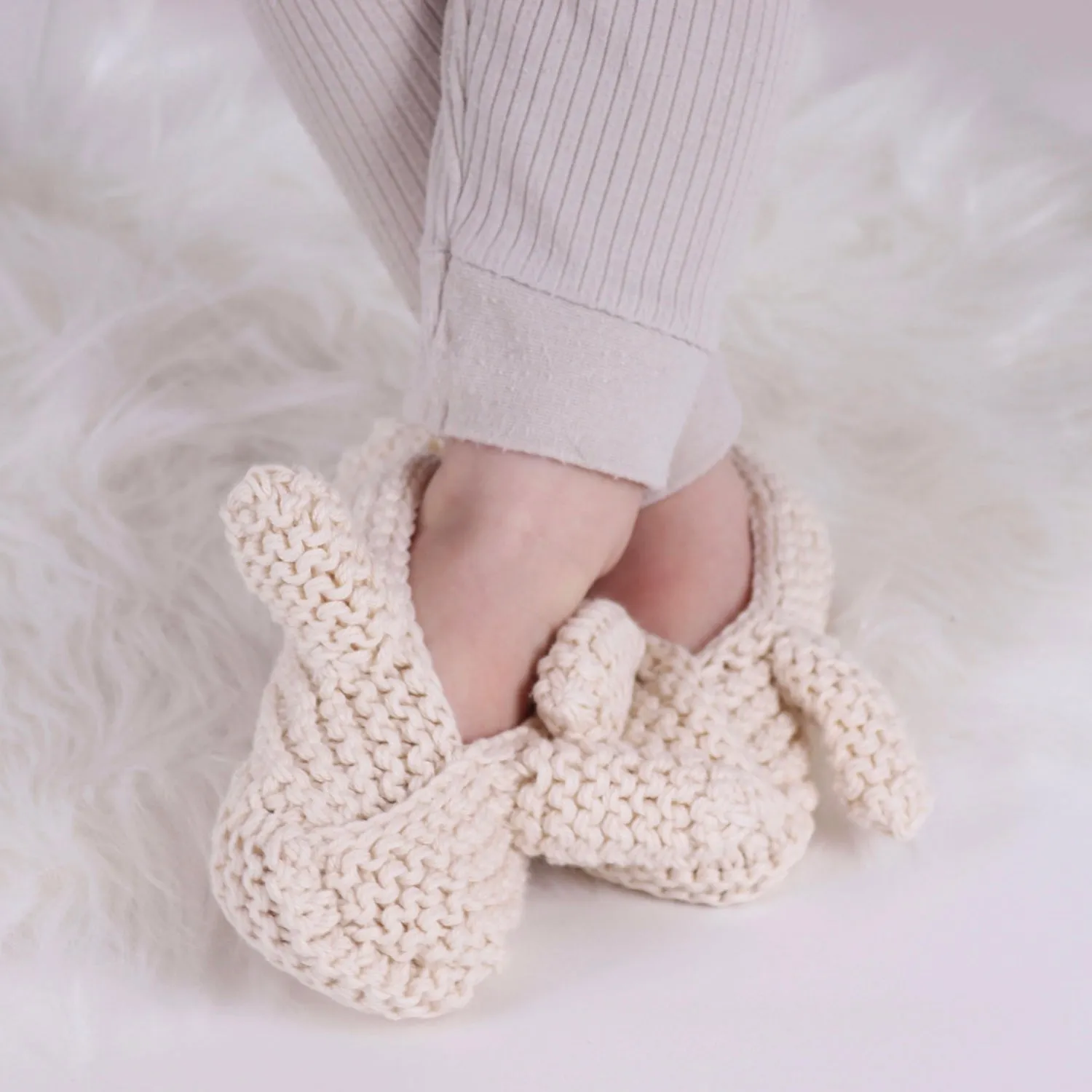 Bunny Ear Baby Slippers Knitting Kit - Easter