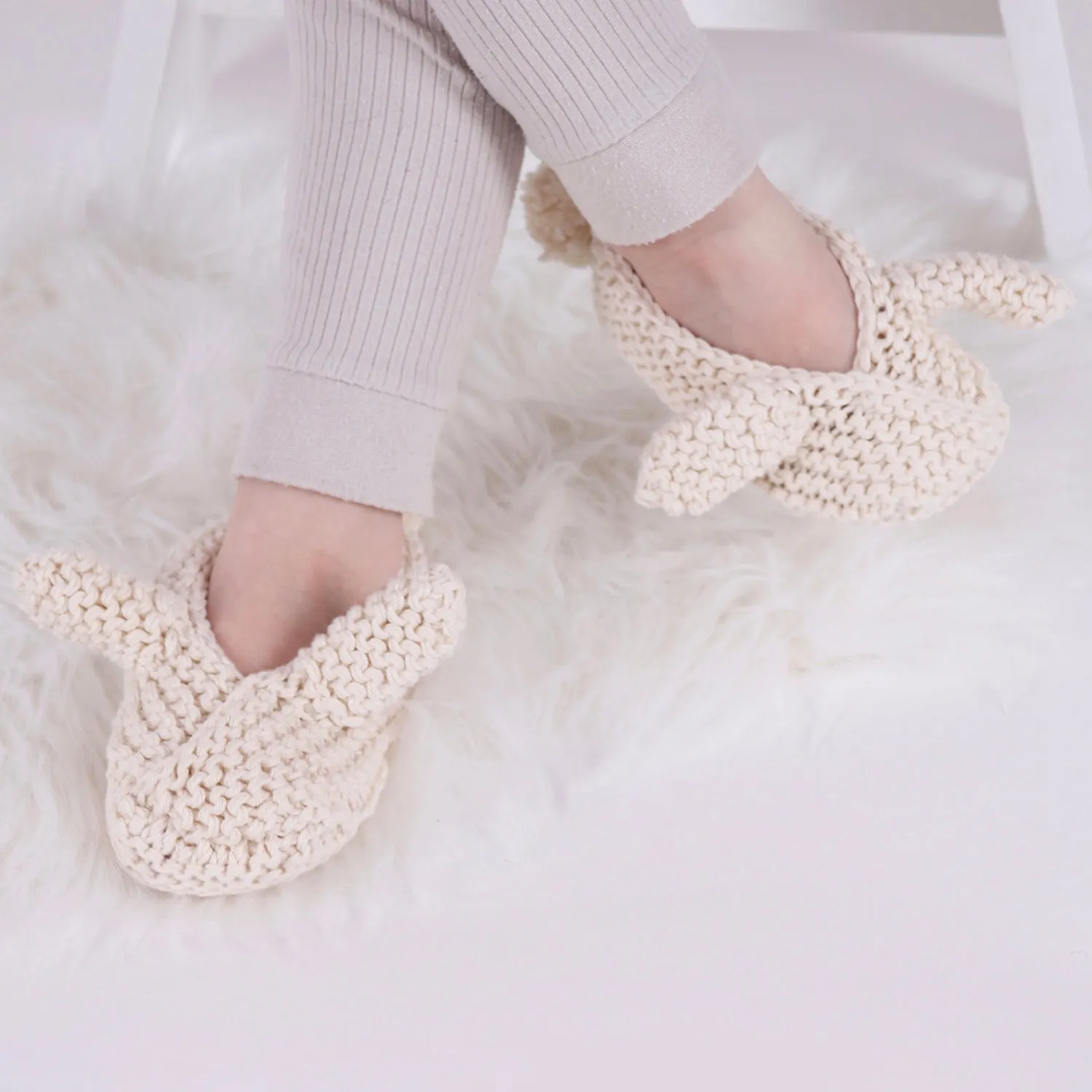 Bunny Ear Baby Slippers Knitting Kit - Easter