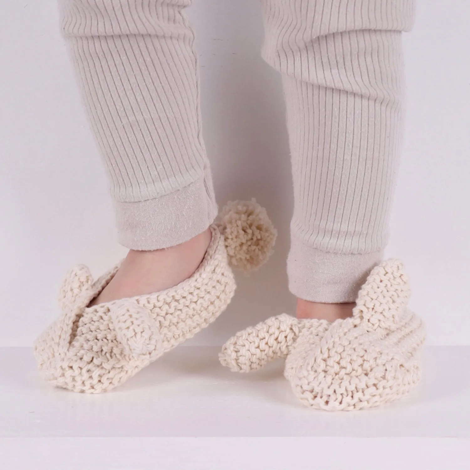 Bunny Ear Baby Slippers Knitting Kit - Easter