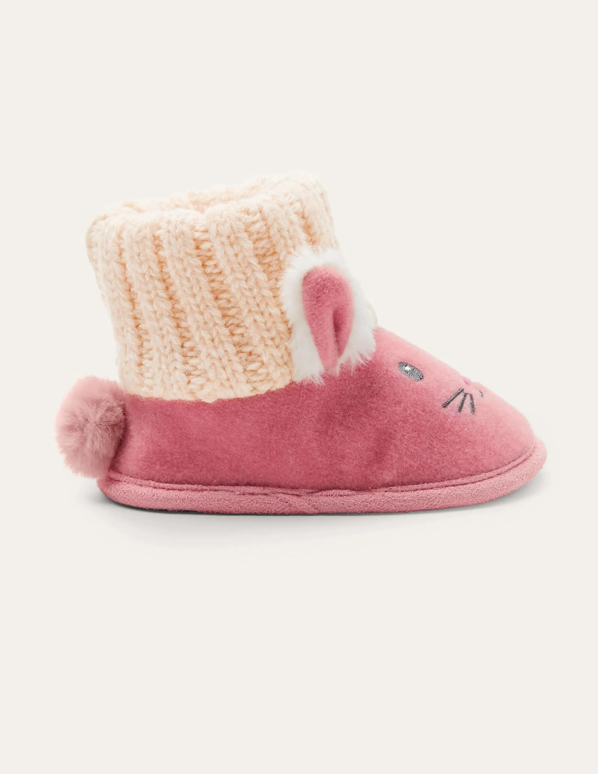 Bunny Knitted Slipper Booties-Boto Pink