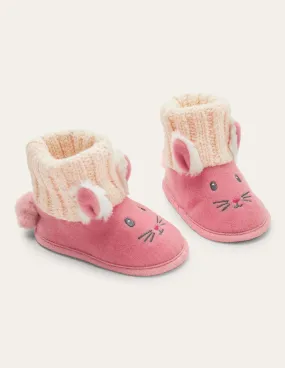 Bunny Knitted Slipper Booties-Boto Pink