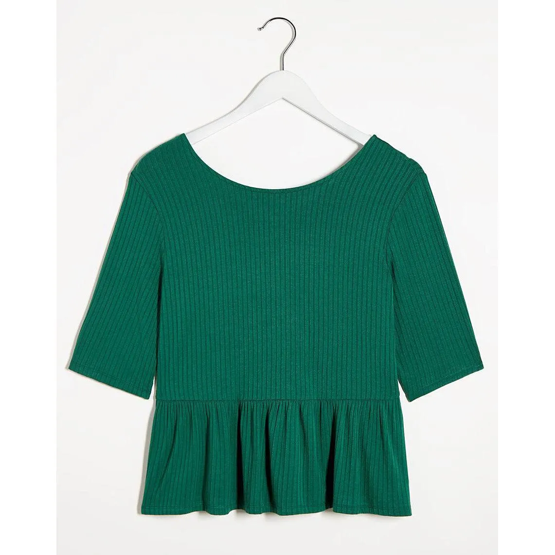 Capsule Green Rib Jersey Peplum Hem Top