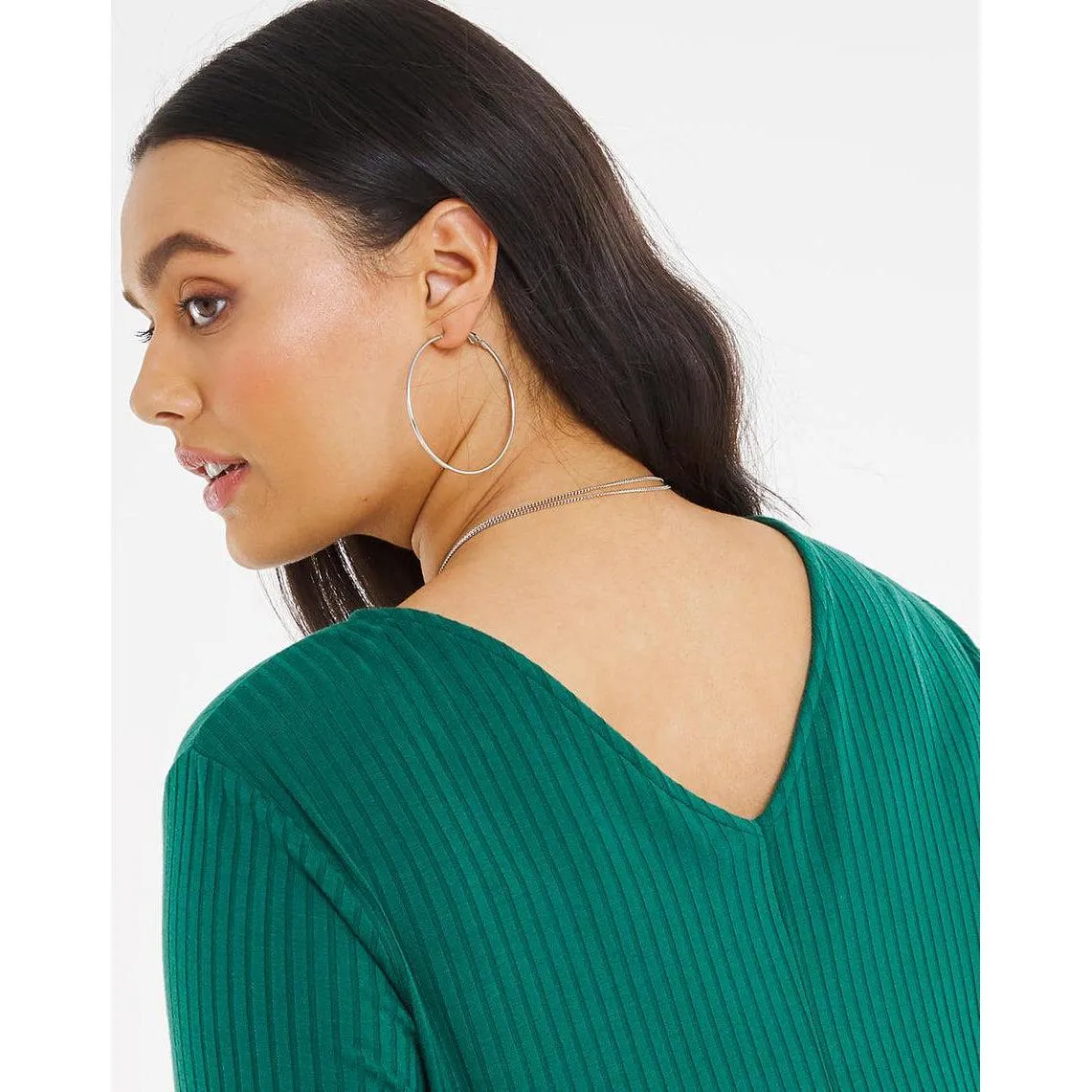 Capsule Green Rib Jersey Peplum Hem Top