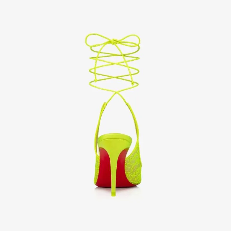 Fluo Yellow Lace-Up Stiletto Pump