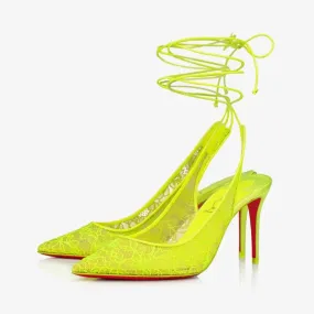 Fluo Yellow Lace-Up Stiletto Pump