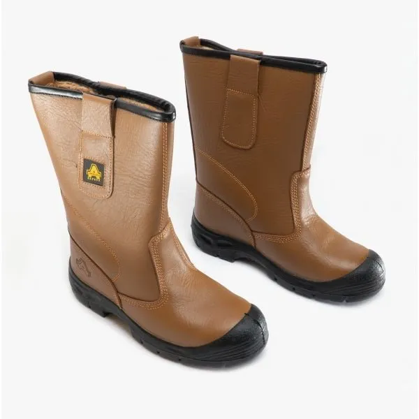 FS142 Unisex Leather Safety Boots Tan