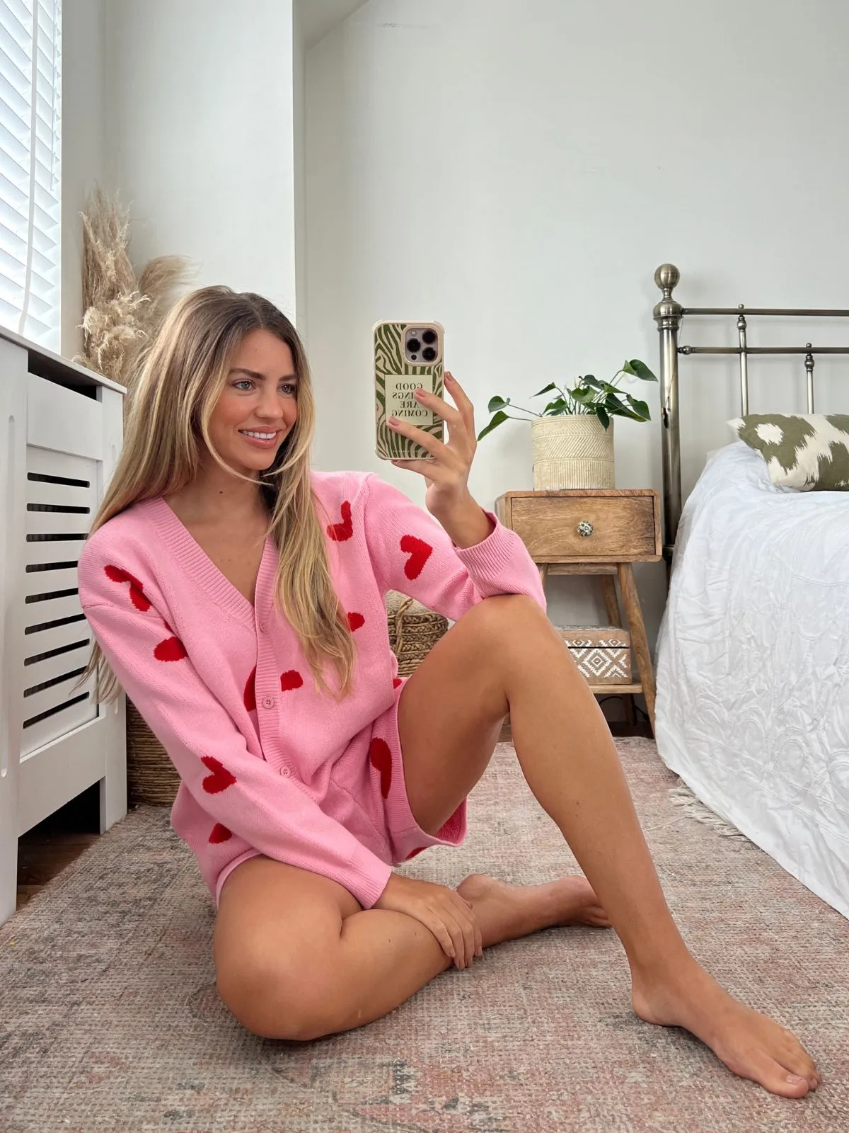 Joey Knitted Shorts / Red and Pink Heart Print