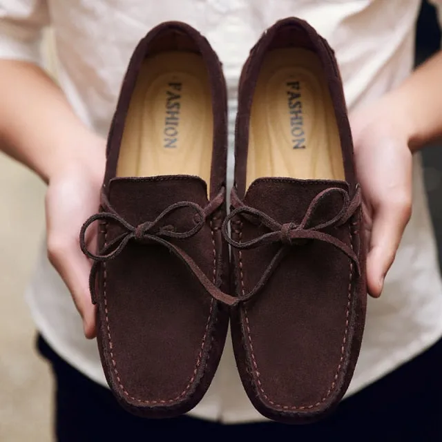 Men Casual Suede Genuine Leather Slip-On Shoes