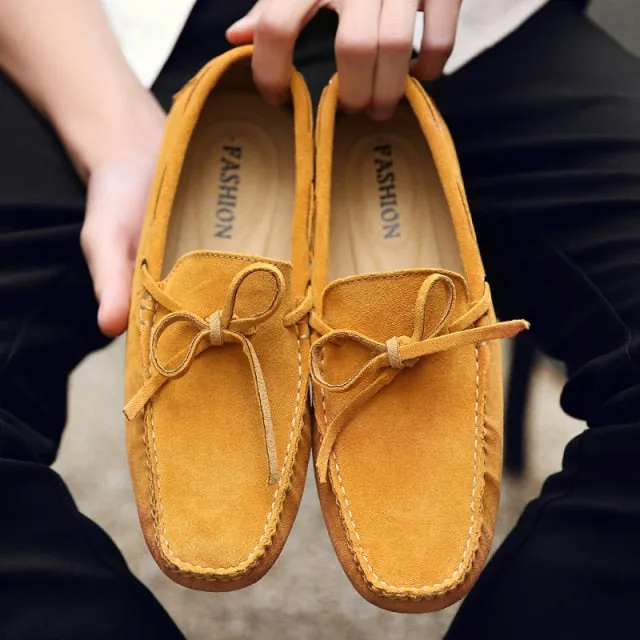 Men Casual Suede Genuine Leather Slip-On Shoes