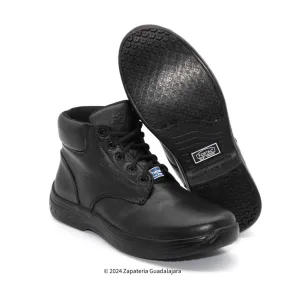 MEN'S KITCHEN RESTAURANT NON-SLIP BLACK LEATHER WORK BOOT FORTAL FBP1