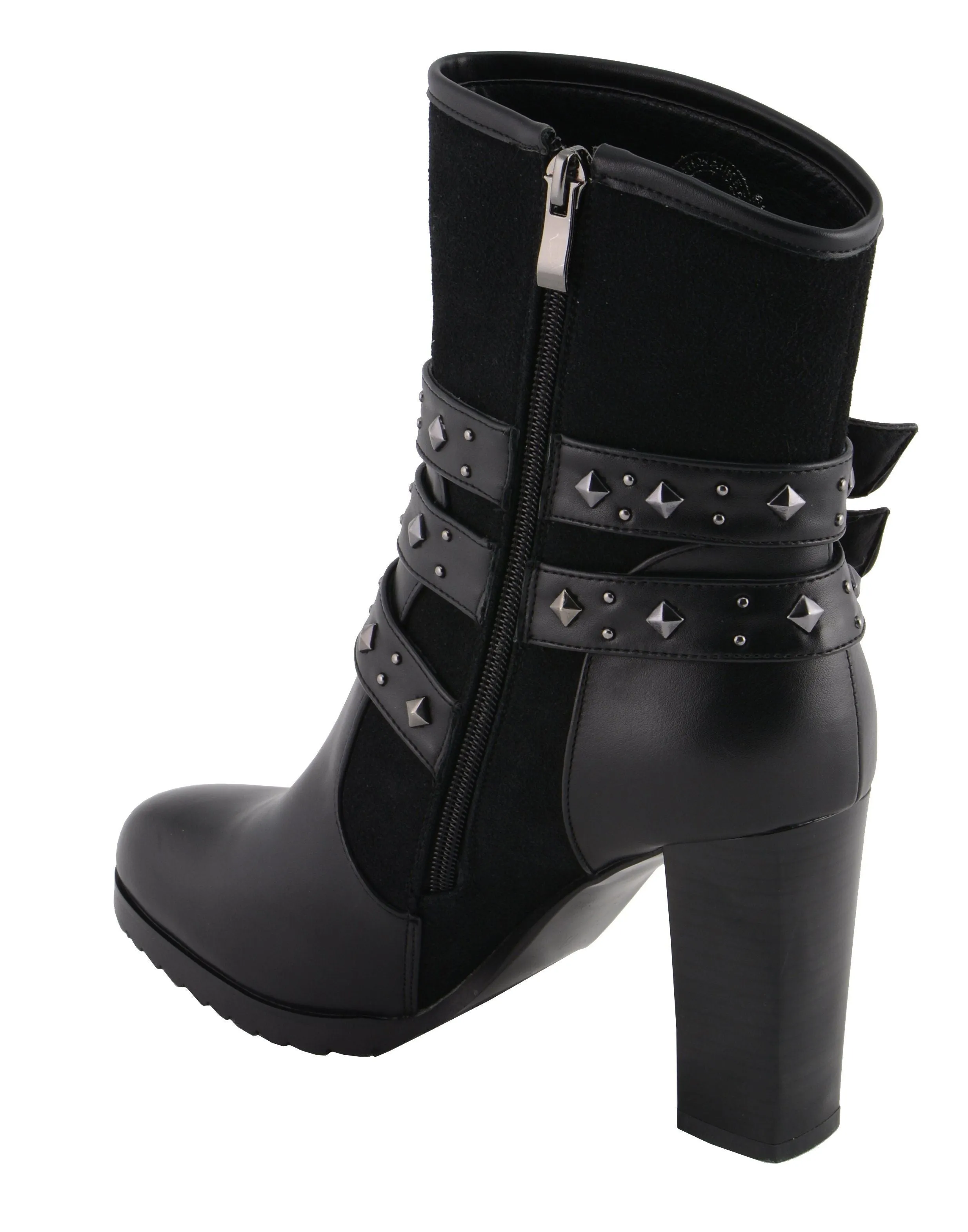 Milwaukee Performance-MBL9433-Women Black Triple Strap Riding Boot with Block Heel