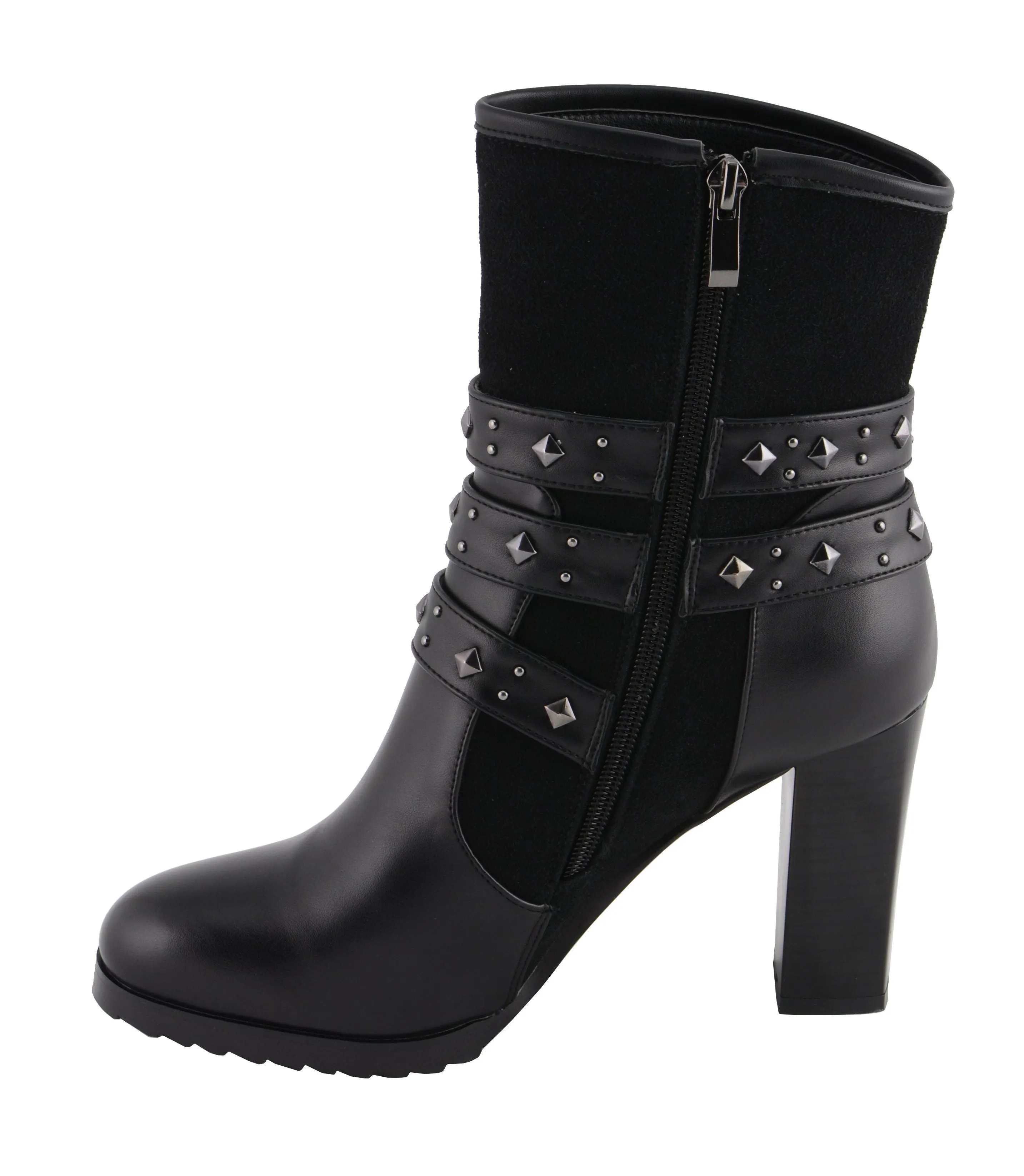 Milwaukee Performance-MBL9433-Women Black Triple Strap Riding Boot with Block Heel