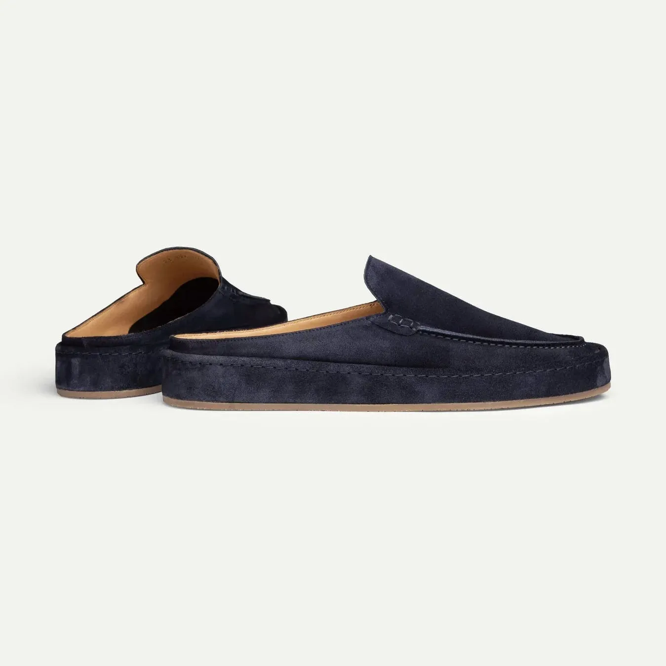 Navy Blue Suede Celeste Calm Mule Loafers