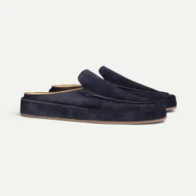 Navy Blue Suede Celeste Calm Mule Loafers