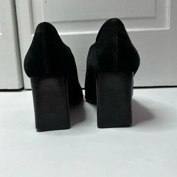 NINE WEST Vintage Black Suede Slip On Heels Size 8.5