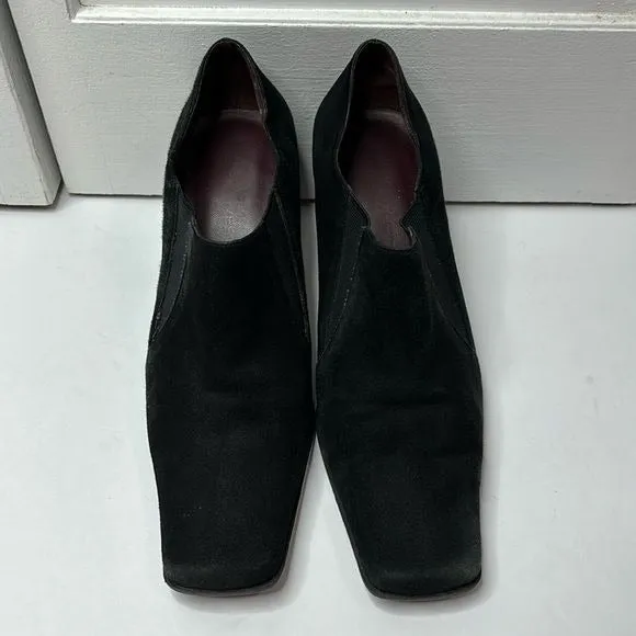 NINE WEST Vintage Black Suede Slip On Heels Size 8.5