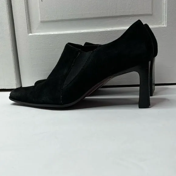 NINE WEST Vintage Black Suede Slip On Heels Size 8.5