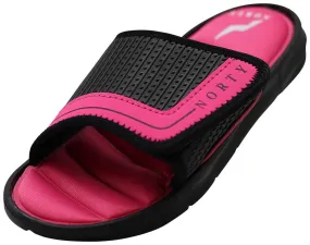 Norty Girls 11-4 Fuchsia Memory Foam Slides 12160