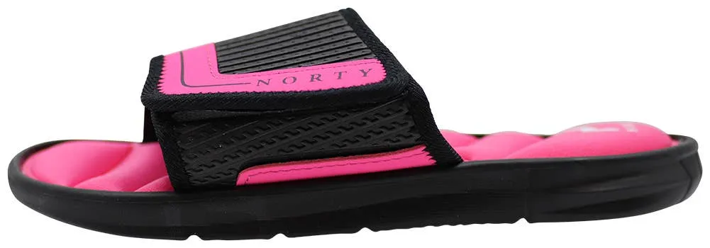 Norty Girls 11-4 Fuchsia Memory Foam Slides 12160