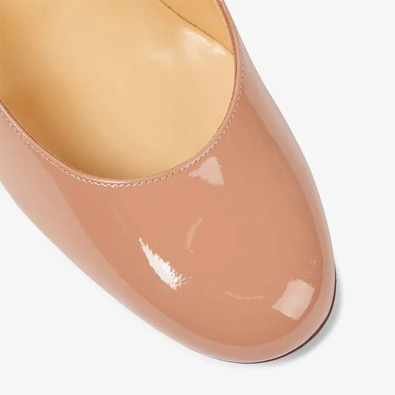 Nude Leather Round-Toe Pumps