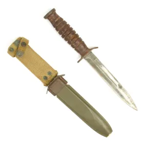 Original U.S. WWII M3 Utica Fighting Knife with M8A1 Scabbard - Excellent Condition