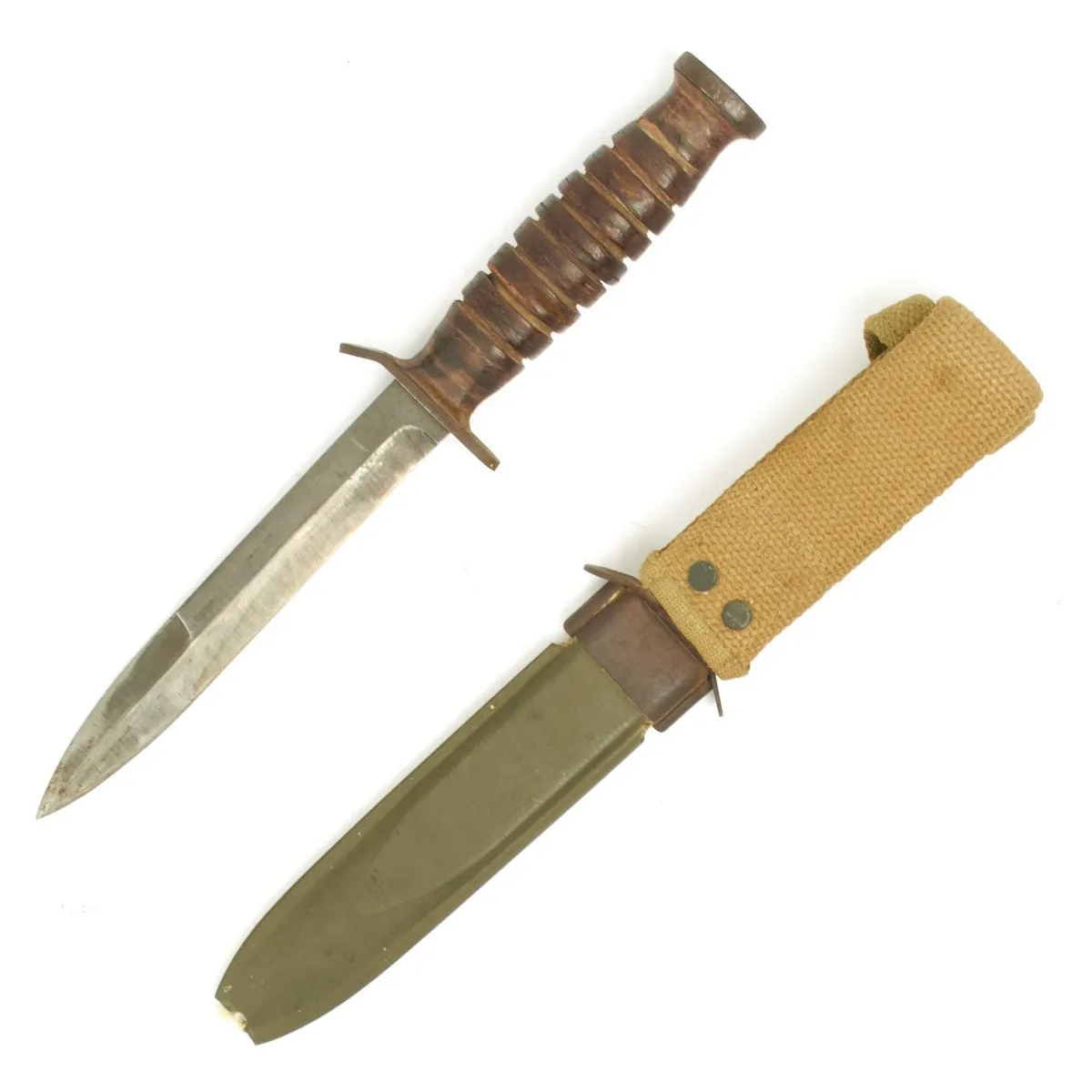 Original U.S. WWII M3 Utica Fighting Knife with M8A1 Scabbard - Excellent Condition