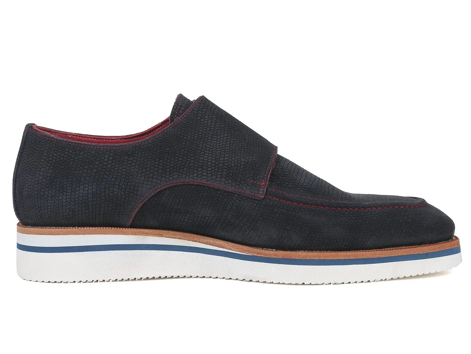 Paul Parkman Men's Casual Suede Double Monkstrap, Navy Blue