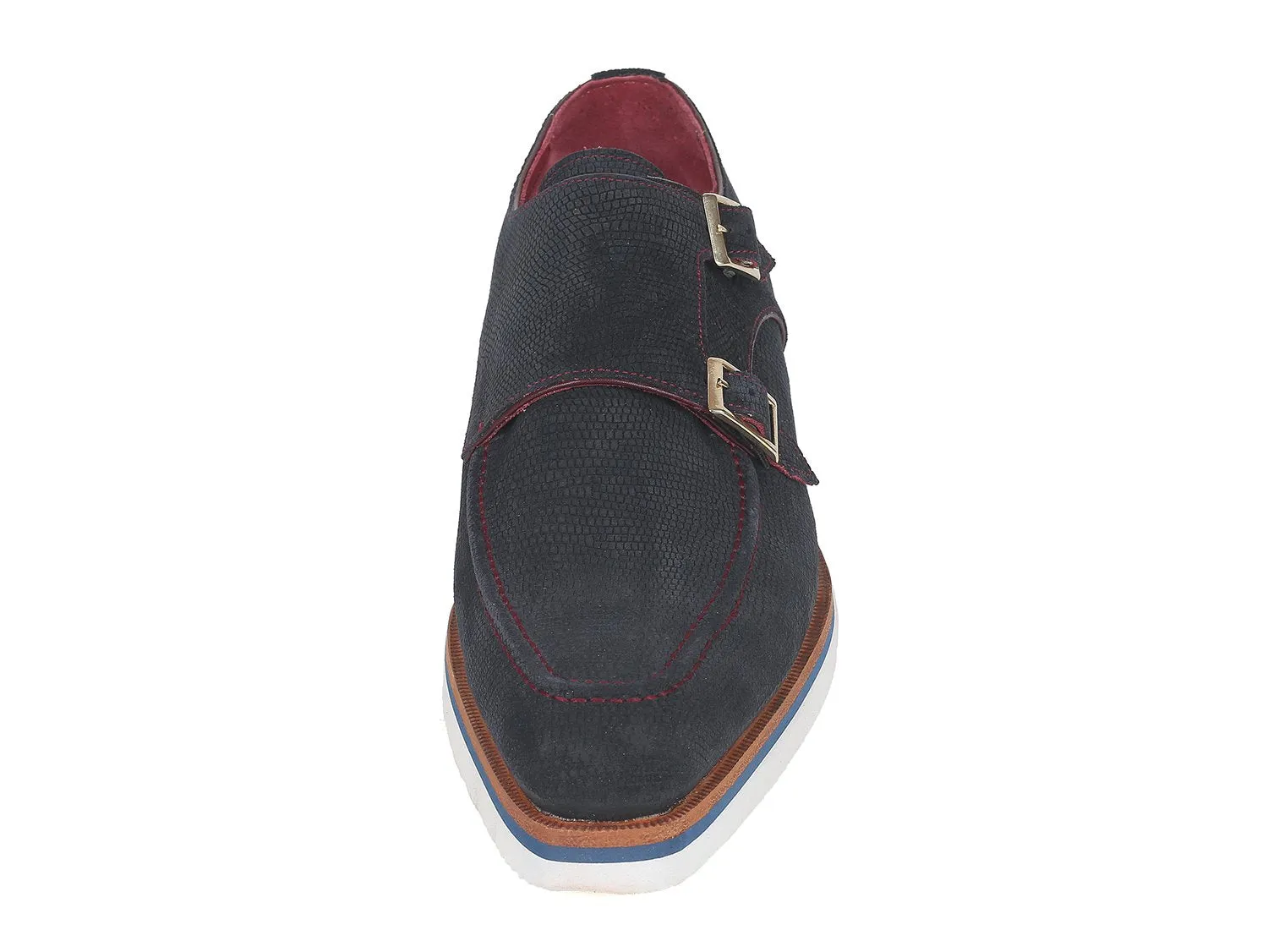 Paul Parkman Men's Casual Suede Double Monkstrap, Navy Blue