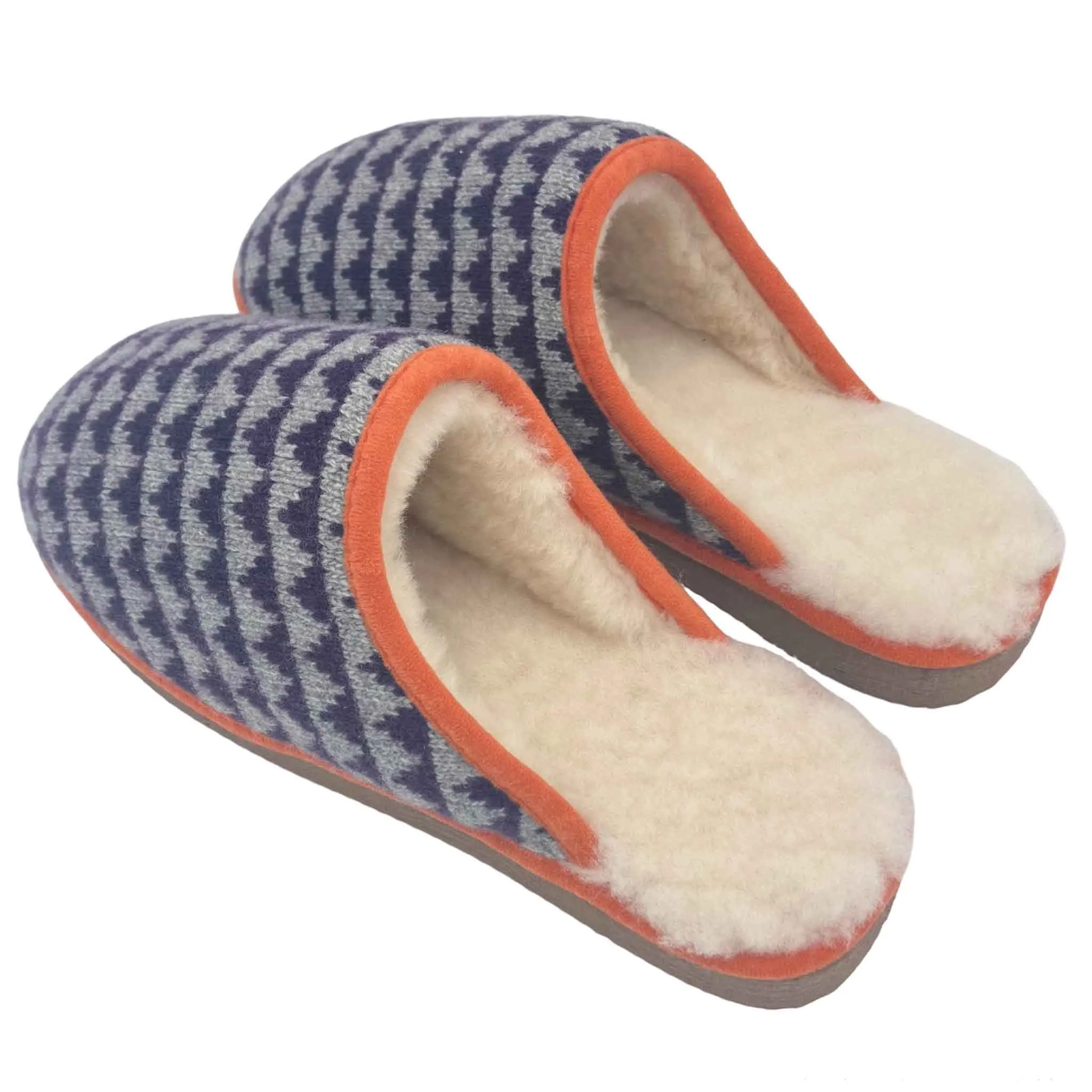 Purple Triangle Lambswool & Sheepskin Slippers - SMALL ONLY