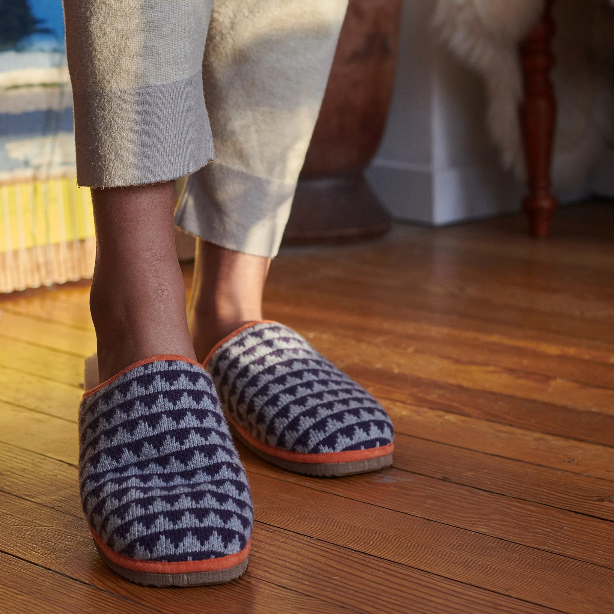 Purple Triangle Lambswool & Sheepskin Slippers - SMALL ONLY