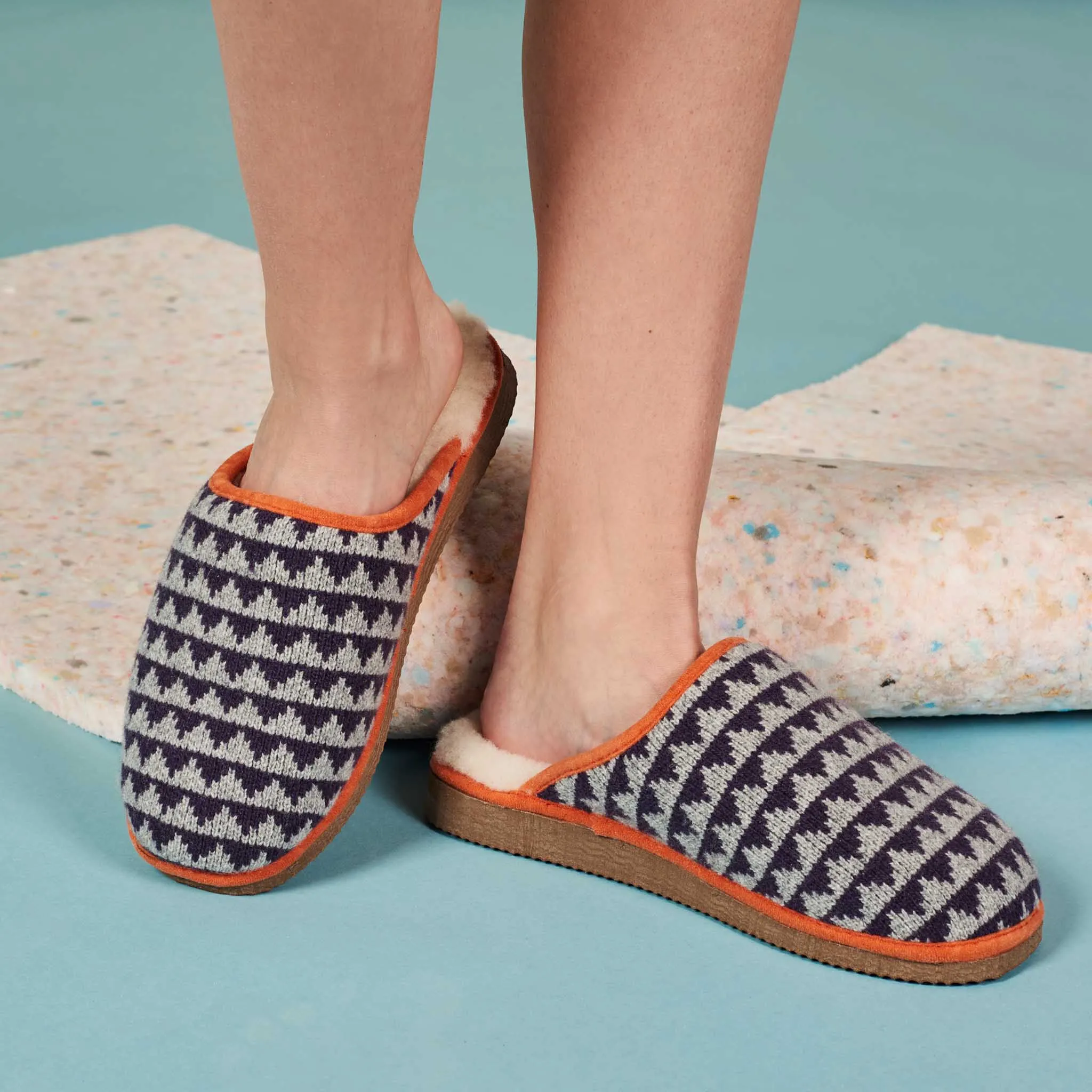 Purple Triangle Lambswool & Sheepskin Slippers - SMALL ONLY