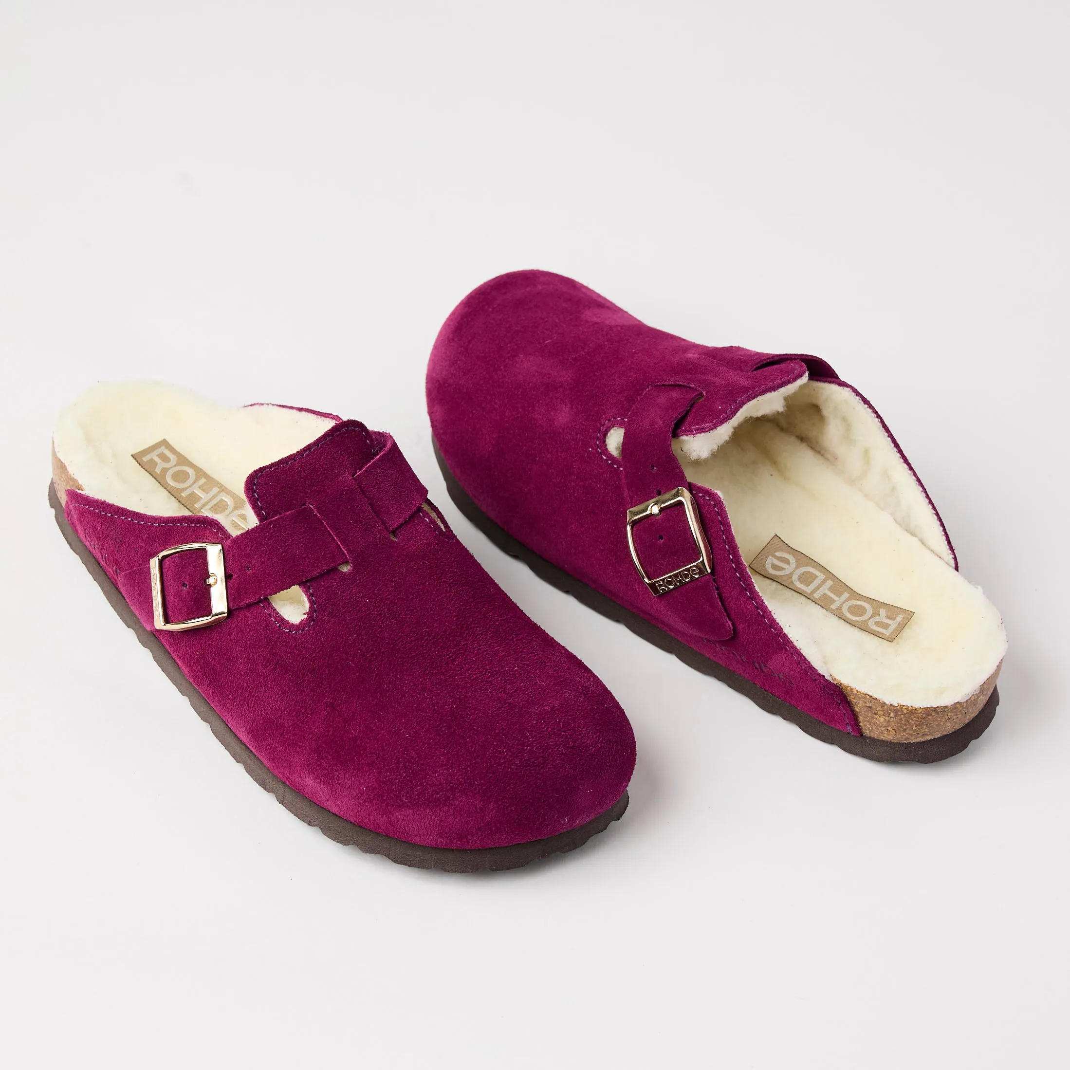 Rohde Purple Suede Leather Shearling Clogs