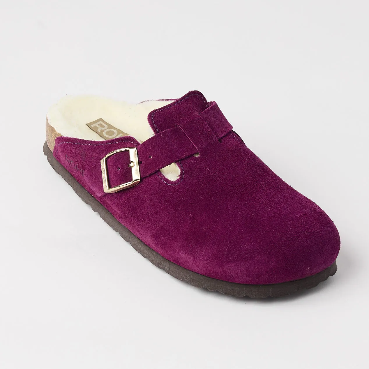 Rohde Purple Suede Leather Shearling Clogs