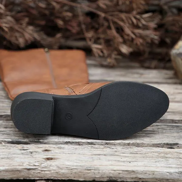 Women's Casual Belt Buckle Thick Heel Knight Boots 08322152S