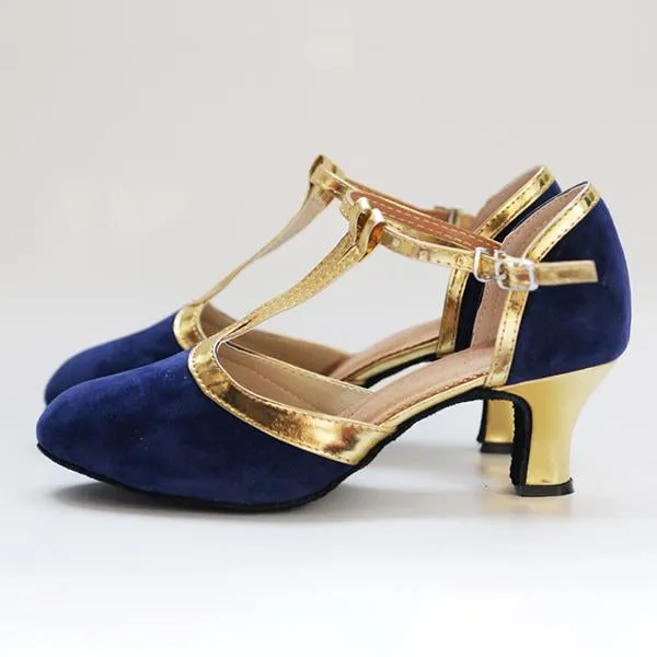 Women's Elegant Suede Soft Sole Mid-Heel Dance Shoes 55483711S