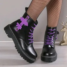 Women's Fashion Bat Lace-Up Thick-Soled Martin Boots 63802240S