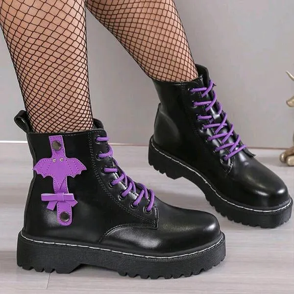 Women's Fashion Bat Lace-Up Thick-Soled Martin Boots 63802240S
