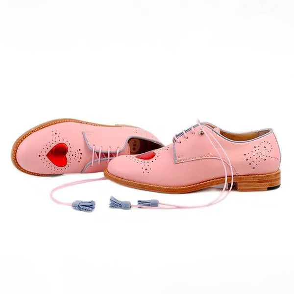Women's Round Toe Lace-Up Heart Shape Casual Brogues 07264778S