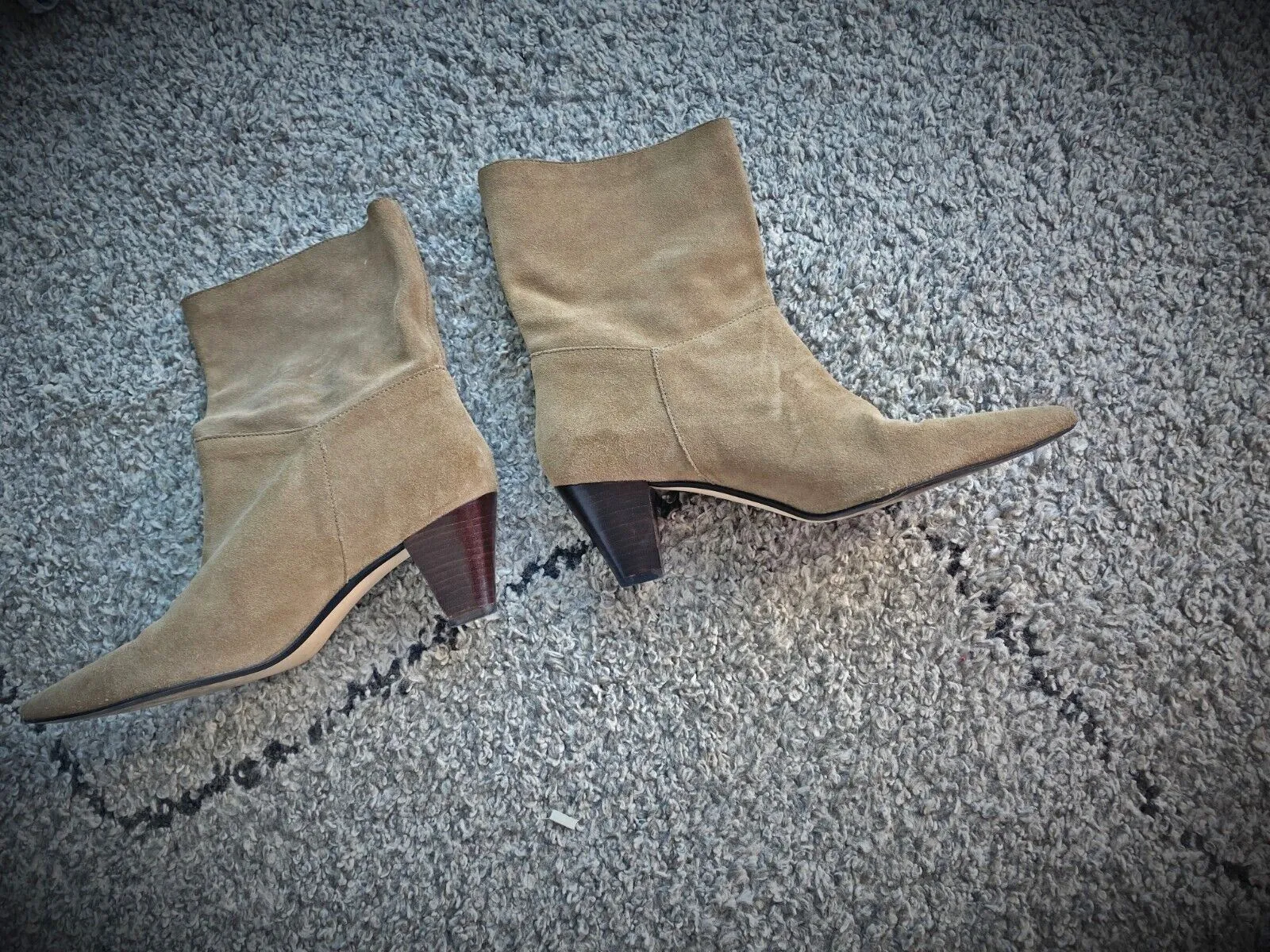 Zara Mid Calf Boots | Taupe/Brown, Sz 41, Genuine Suede, Pointed Toe, WORN ONCE